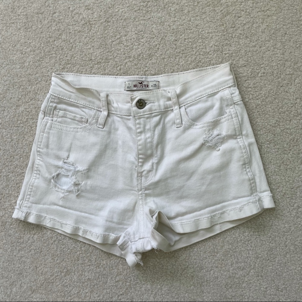 white hollister denim shorts